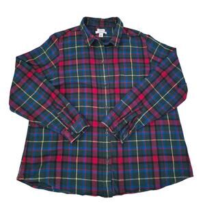L.L.Bean Men’s Flannel Shirt Red Green Plaid Cotton XL Holiday Outdoor Layering